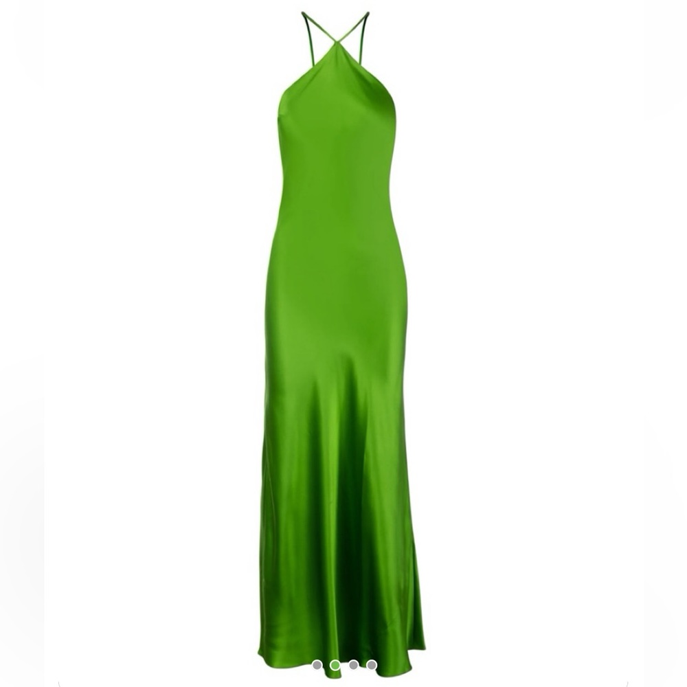 DANNIJO SILK GREEN MAXI DRESS SIZE XS